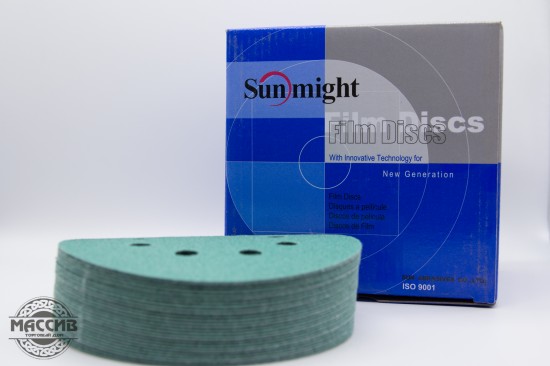 Круг шлифовальный. SUNMIGHT 125ММ Р80 8ОТВ. зеленый